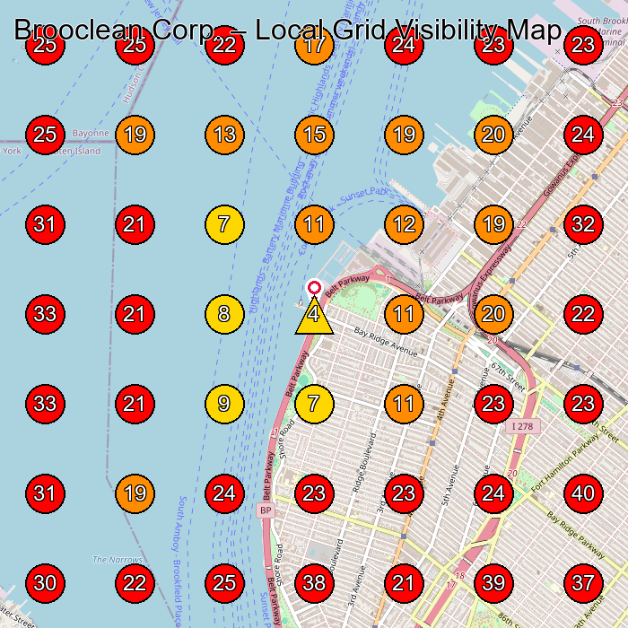 Brooclean Corp. GeoGrid visibility map for Commercial Cleaning Service in Brooklyn